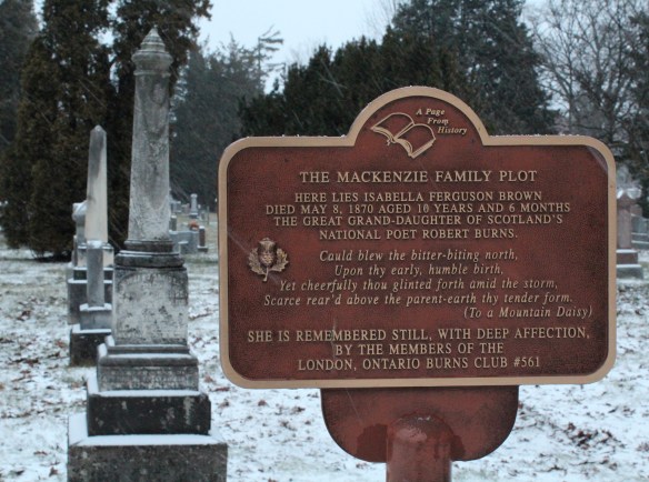 Robbie Burns Great Grand Daughter's plot